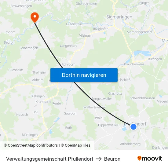 Verwaltungsgemeinschaft Pfullendorf to Beuron map