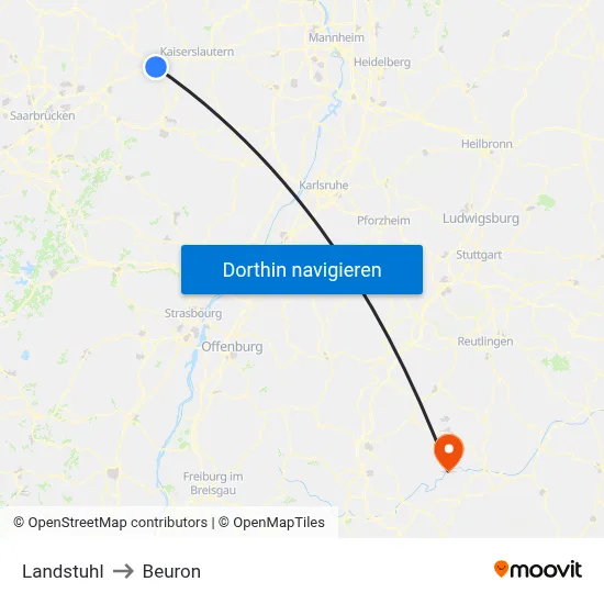 Landstuhl to Beuron map