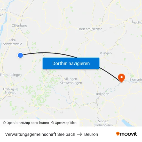 Verwaltungsgemeinschaft Seelbach to Beuron map