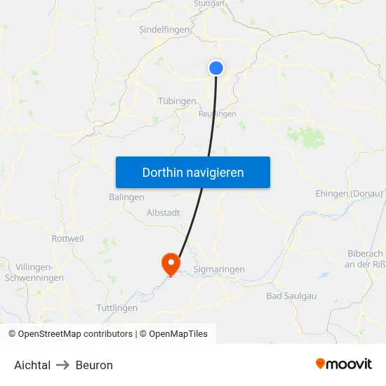 Aichtal to Beuron map
