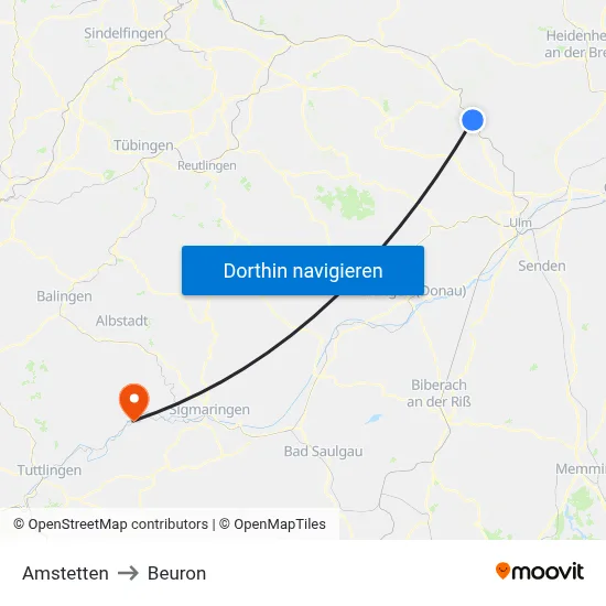 Amstetten to Beuron map