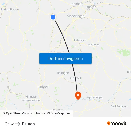Calw to Beuron map