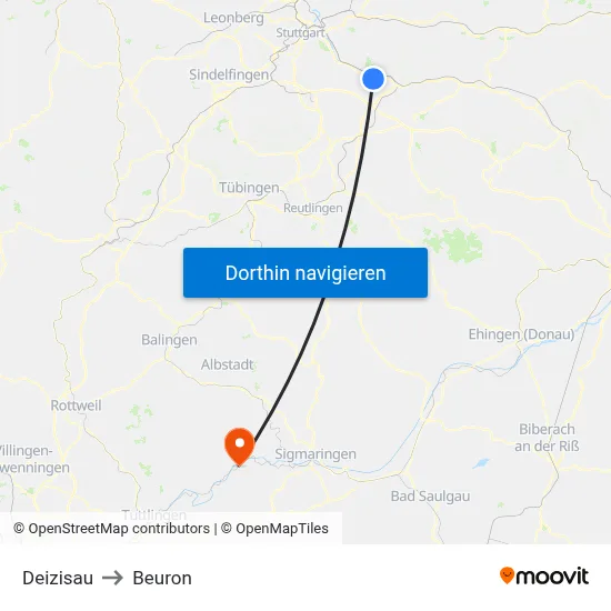 Deizisau to Beuron map