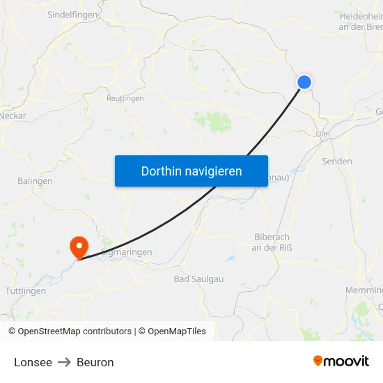 Lonsee to Beuron map