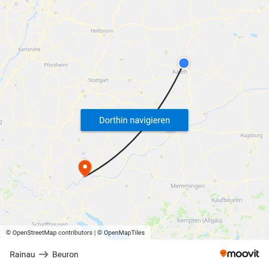 Rainau to Beuron map