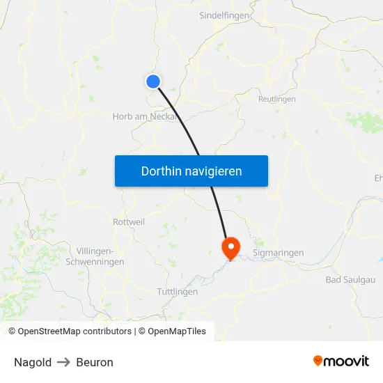 Nagold to Beuron map