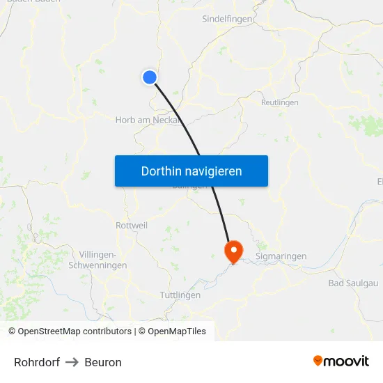 Rohrdorf to Beuron map