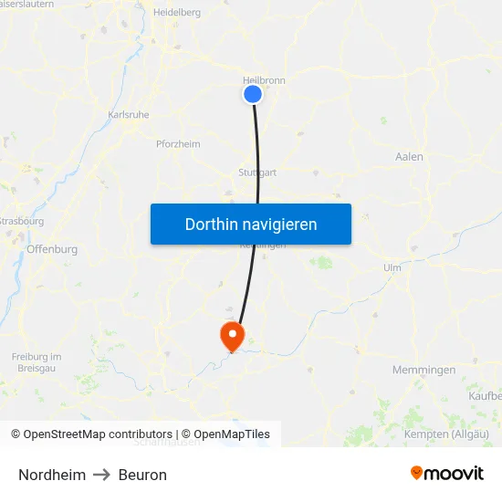 Nordheim to Beuron map