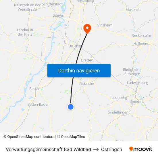 Verwaltungsgemeinschaft Bad Wildbad to Östringen map