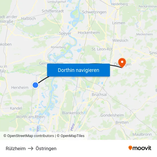 Rülzheim to Östringen map