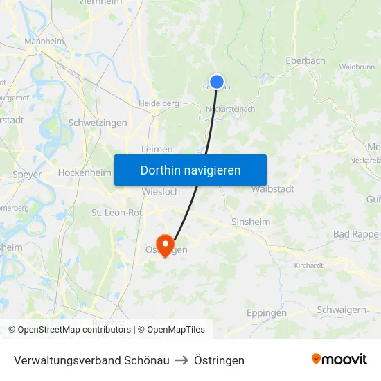 Verwaltungsverband Schönau to Östringen map