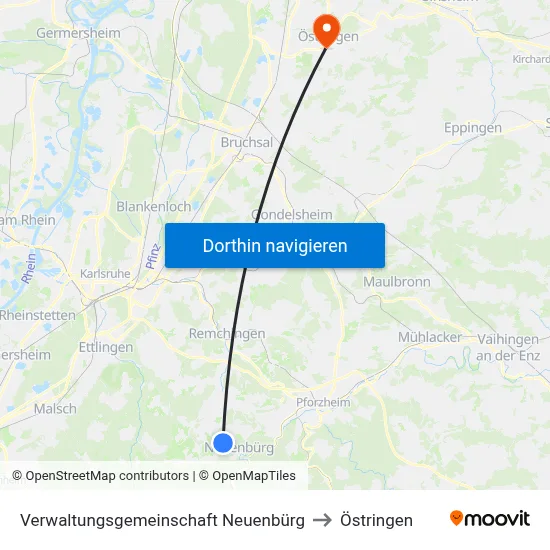 Verwaltungsgemeinschaft Neuenbürg to Östringen map