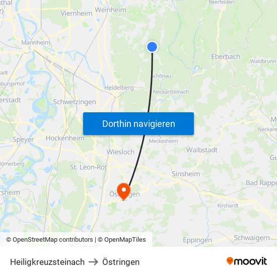 Heiligkreuzsteinach to Östringen map