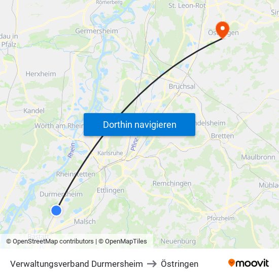 Verwaltungsverband Durmersheim to Östringen map