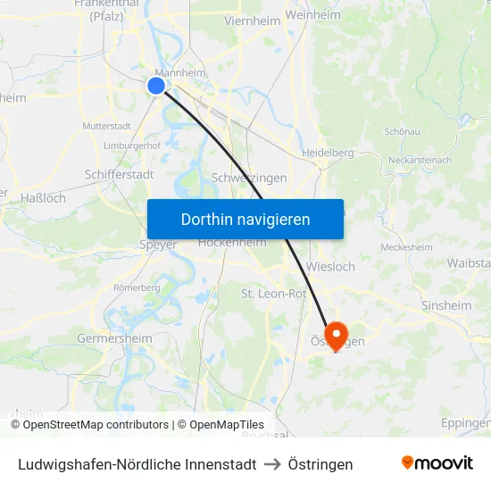 Ludwigshafen-Nördliche Innenstadt to Östringen map