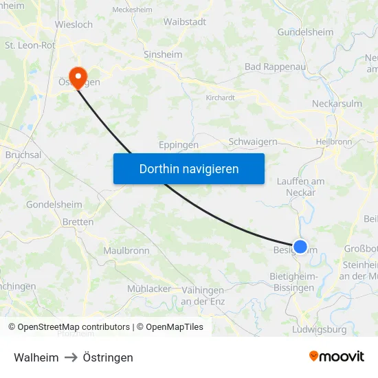Walheim to Östringen map
