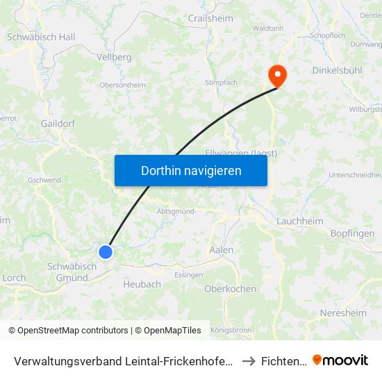 Verwaltungsverband Leintal-Frickenhofer Höhe to Fichtenau map