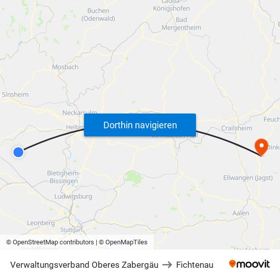 Verwaltungsverband Oberes Zabergäu to Fichtenau map
