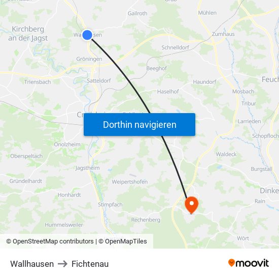 Wallhausen to Fichtenau map