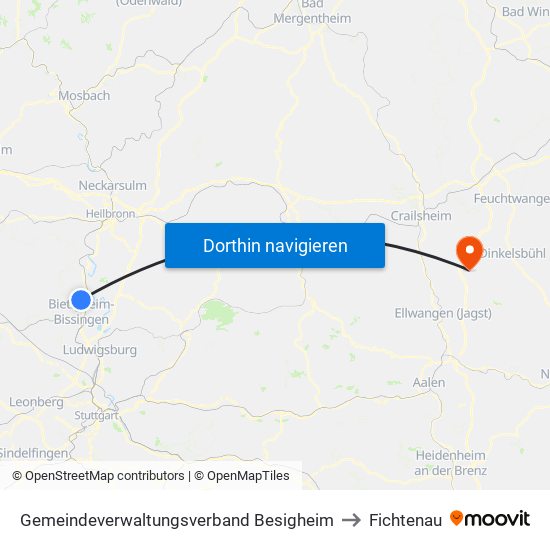 Gemeindeverwaltungsverband Besigheim to Fichtenau map