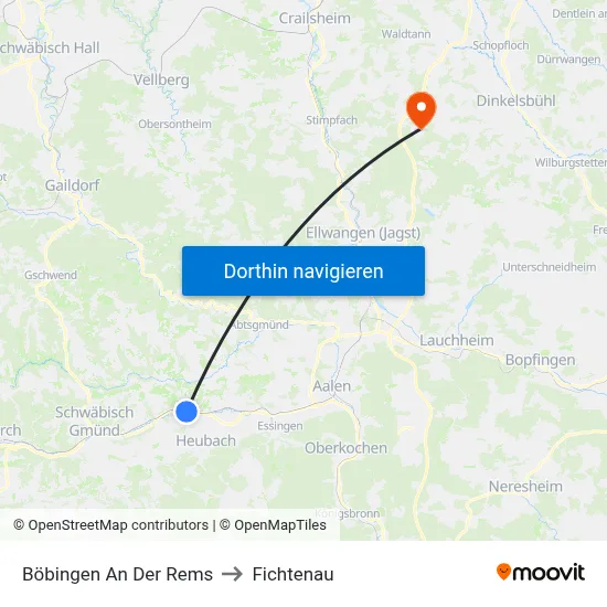 Böbingen An Der Rems to Fichtenau map