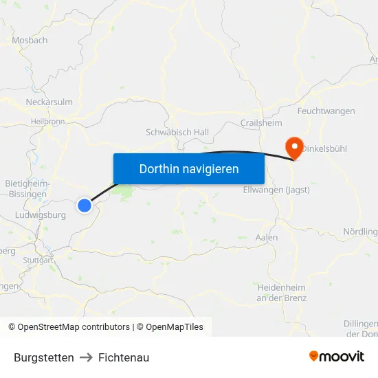 Burgstetten to Fichtenau map