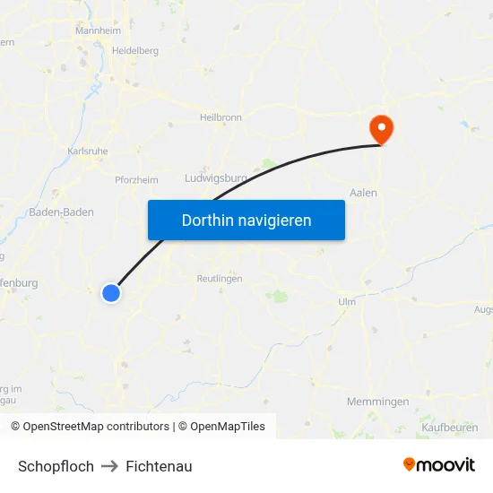 Schopfloch to Fichtenau map