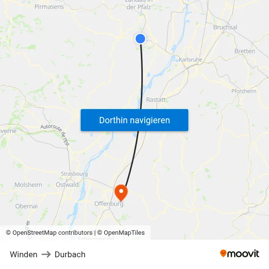 Winden to Durbach map