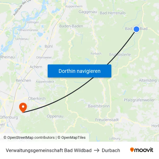 Verwaltungsgemeinschaft Bad Wildbad to Durbach map