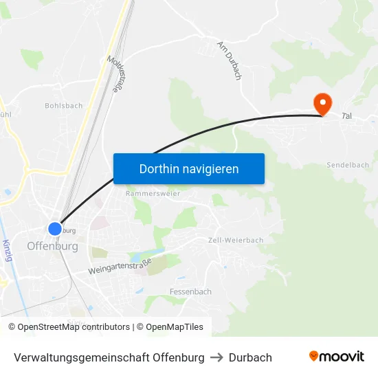 Verwaltungsgemeinschaft Offenburg to Durbach map