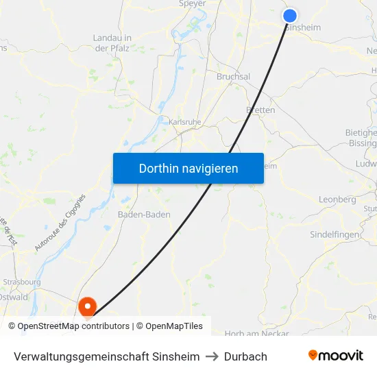Verwaltungsgemeinschaft Sinsheim to Durbach map