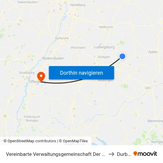 Vereinbarte Verwaltungsgemeinschaft Der Stadt Schorndorf to Durbach map