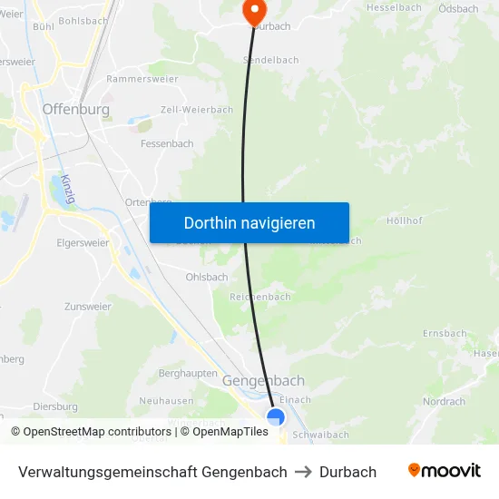 Verwaltungsgemeinschaft Gengenbach to Durbach map