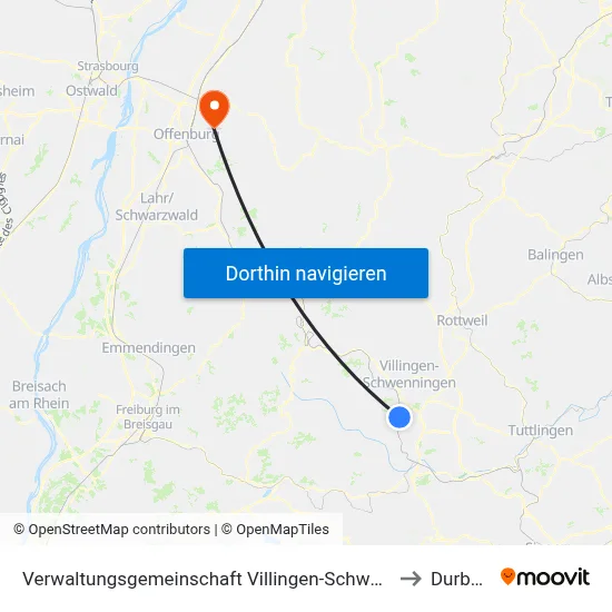 Verwaltungsgemeinschaft Villingen-Schwenningen to Durbach map