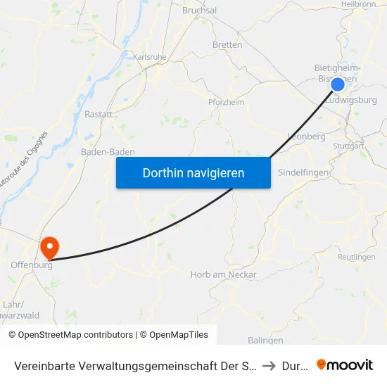 Vereinbarte Verwaltungsgemeinschaft Der Stadt Bietigheim-Bissingen to Durbach map