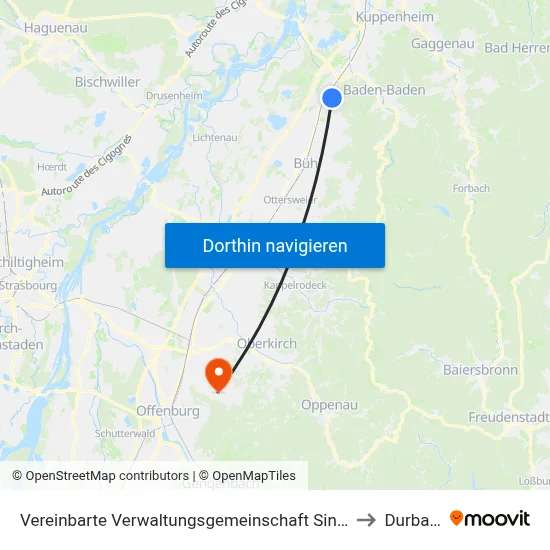 Vereinbarte Verwaltungsgemeinschaft Sinzheim to Durbach map