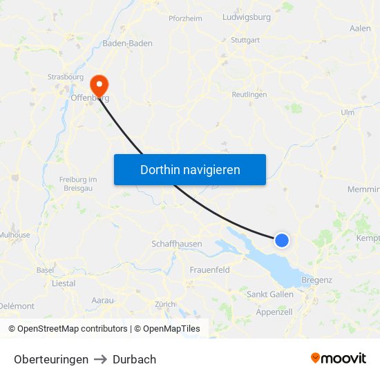 Oberteuringen to Durbach map