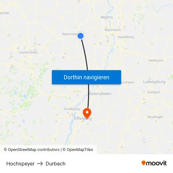 Hochspeyer to Durbach map