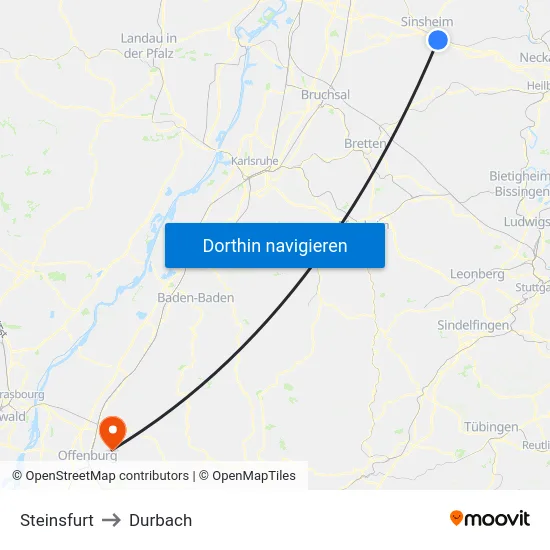 Steinsfurt to Durbach map