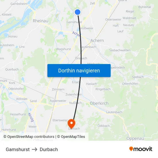 Gamshurst to Durbach map