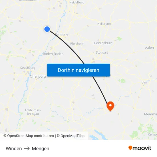 Winden to Mengen map