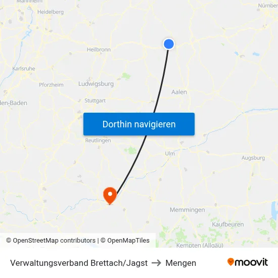 Verwaltungsverband Brettach/Jagst to Mengen map