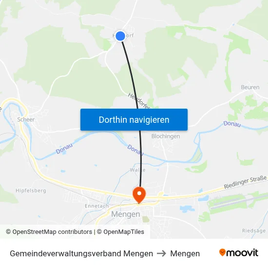 Gemeindeverwaltungsverband Mengen to Mengen map