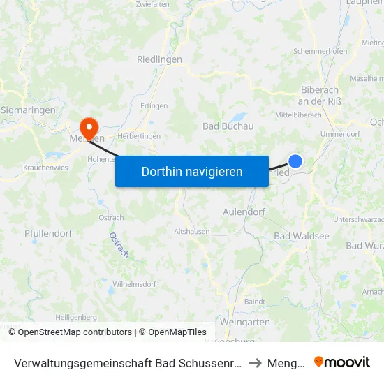 Verwaltungsgemeinschaft Bad Schussenried to Mengen map