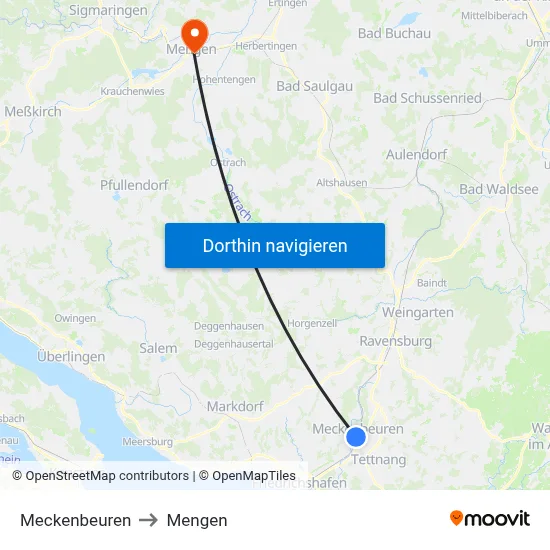 Meckenbeuren to Mengen map