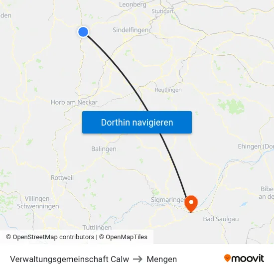 Verwaltungsgemeinschaft Calw to Mengen map