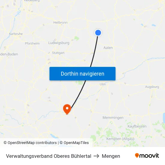 Verwaltungsverband Oberes Bühlertal to Mengen map