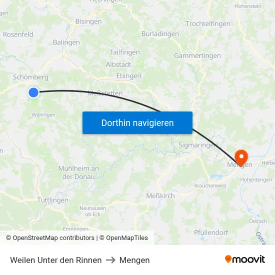 Weilen Unter den Rinnen to Mengen map