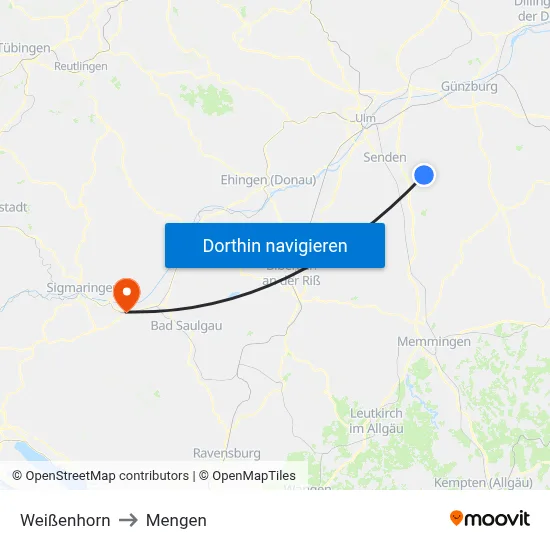 Weißenhorn to Mengen map