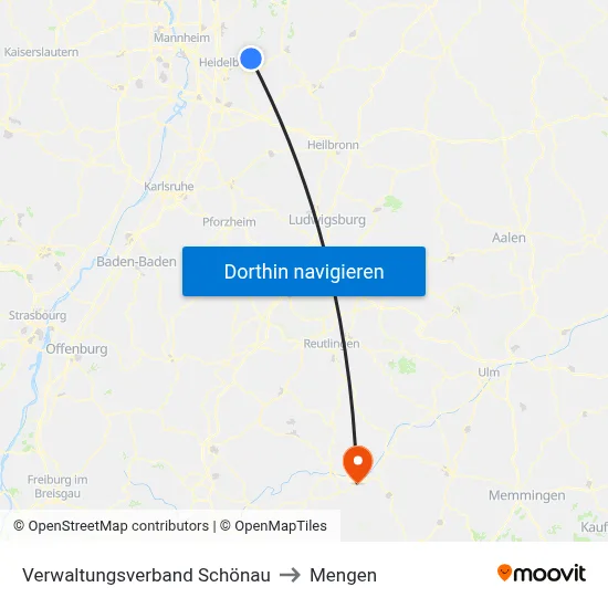Verwaltungsverband Schönau to Mengen map